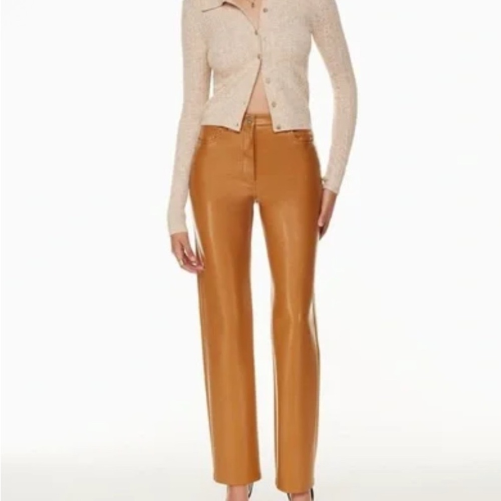 ARITZIA BABATON Chestnut Faux Leather High-Rise Straight Leg
Pants Size 4